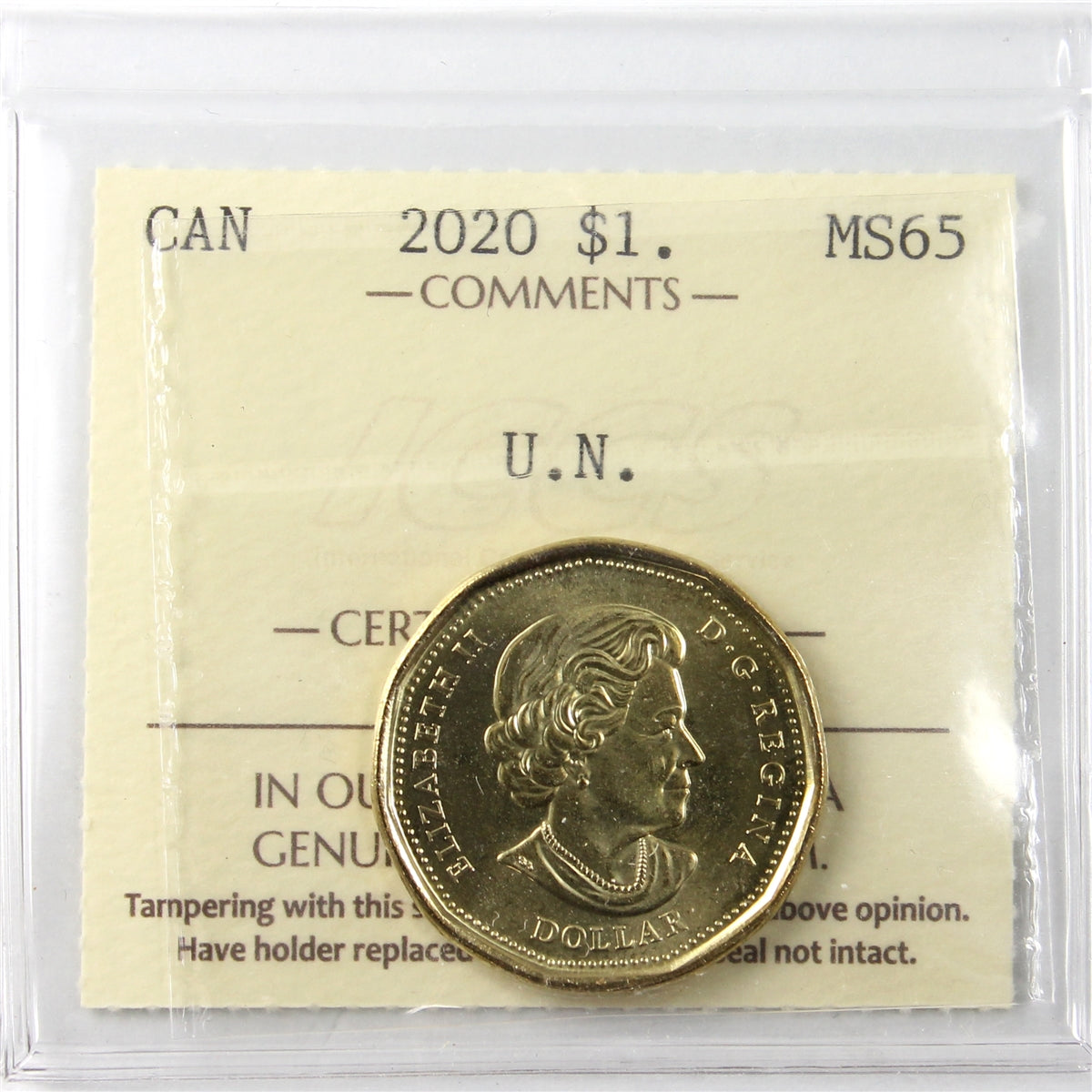 2020 United Nations Canada Dollar ICCS Certified MS65