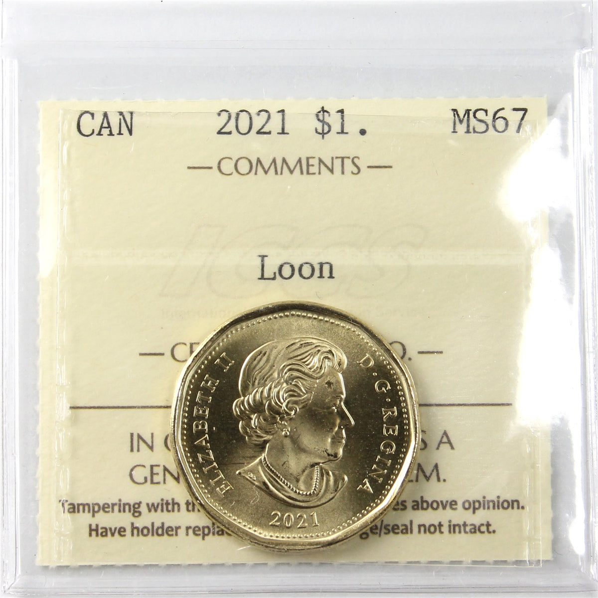2021 Canada Loon Dollar ICCS Certified MS67