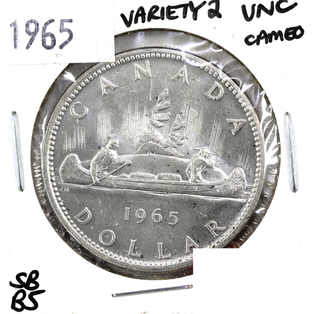 1965 Small Beads Blunt 5 (Variety 2) Canada Dollar Uncirculated Cameo (MS60)