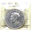 1947 Pointed 7 Quadruple Punch HP Canada Dollar ICCS Certified MS62 (XLK 028)
