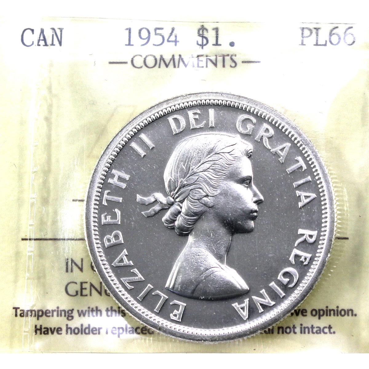 1954 Canada Dollar ICCS Certified PL66