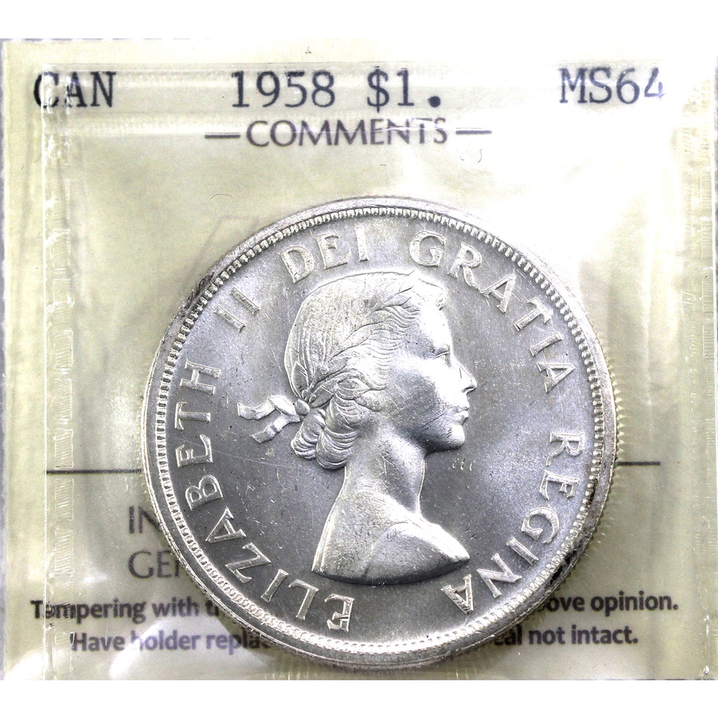 1958 Canada Dollar ICCS Certified MS64