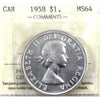 1958 Canada Dollar ICCS Certified MS64