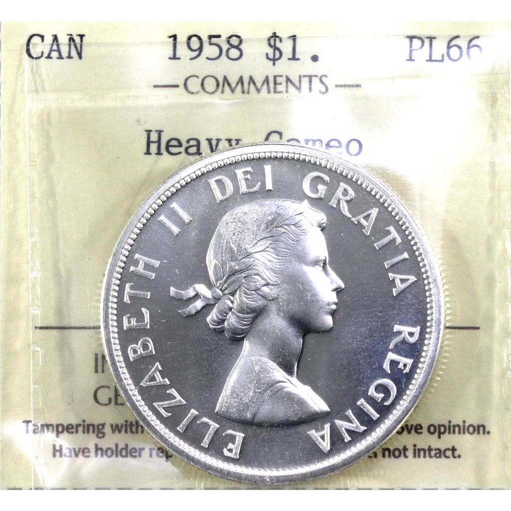 1958 Canada Dollar ICCS Certified PL66 Heavy Cameo