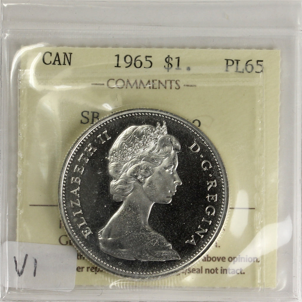 1965 Small Beads Ptd. 5 (Type 1) Canada Dollar ICCS Certified PL65 Cameo