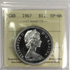 1967 Canada Dollar ICCS Certified SP66