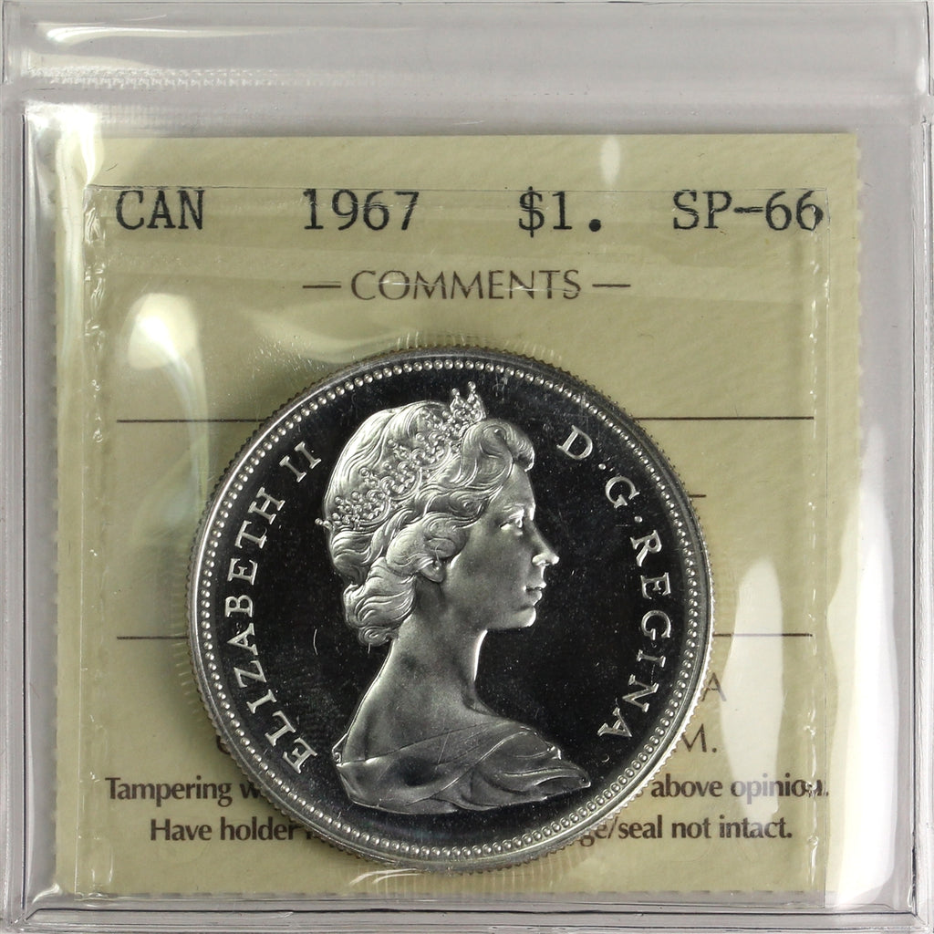 1967 Canada Dollar ICCS Certified SP66