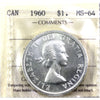 1960 Canada Dollar ICCS Certified MS64