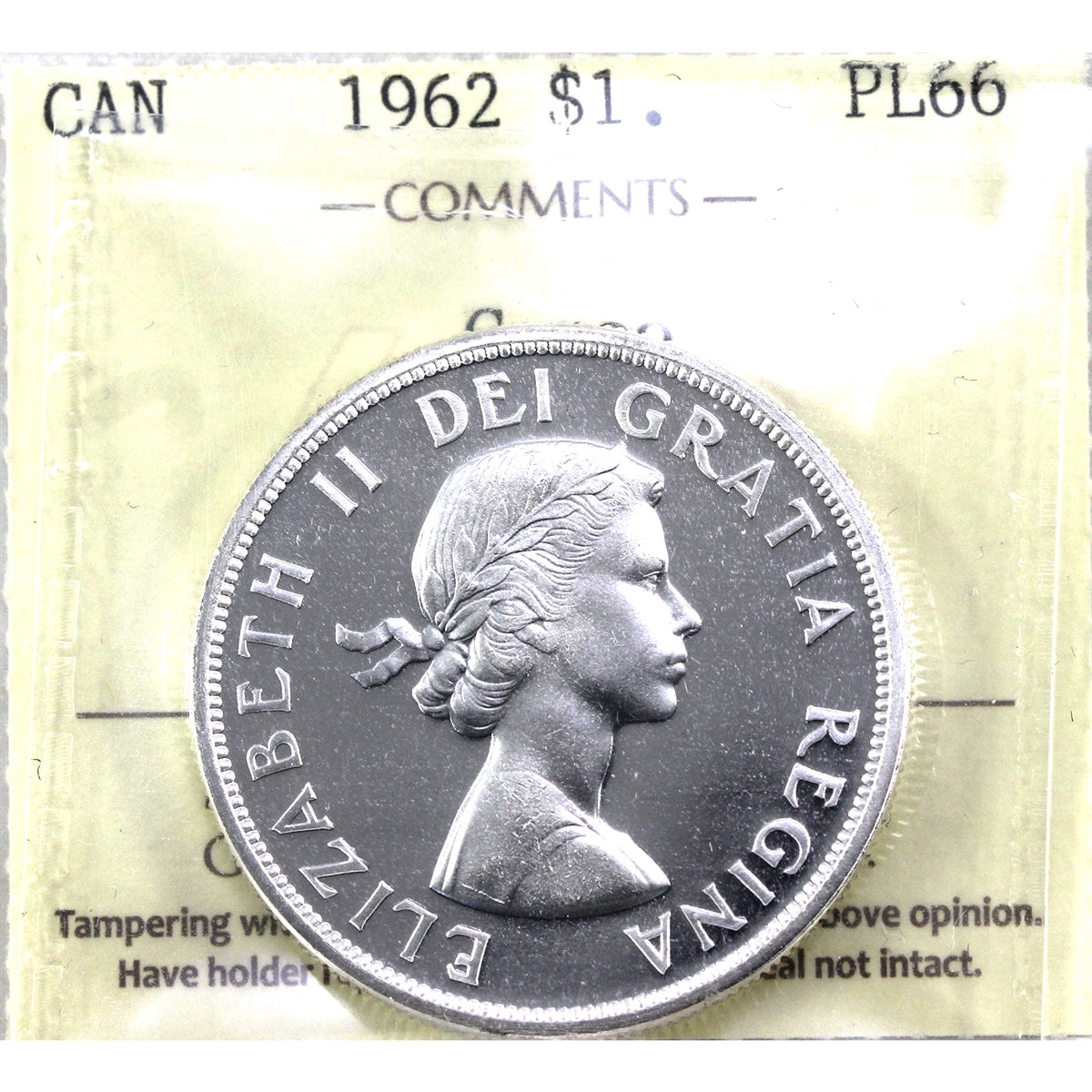 1962 Canada Dollar ICCS Certified PL66 Cameo
