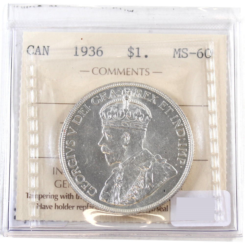 1936 Canada Dollar ICCS Certified MS60