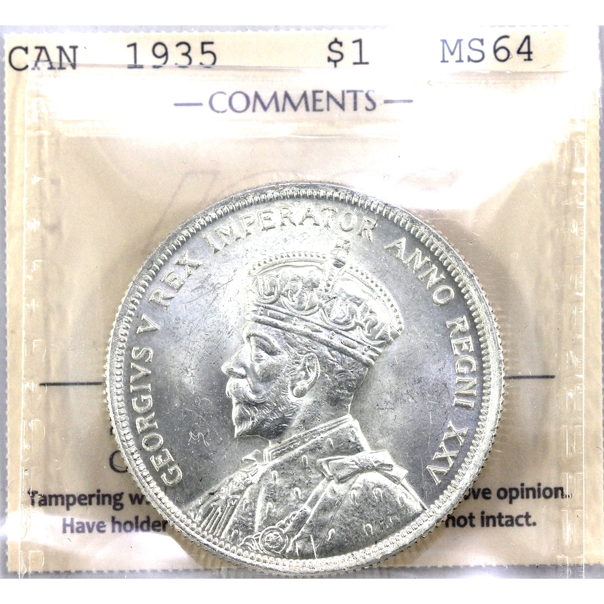 1935 Canada Dollar ICCS Certified MS64 (XCZ 595)