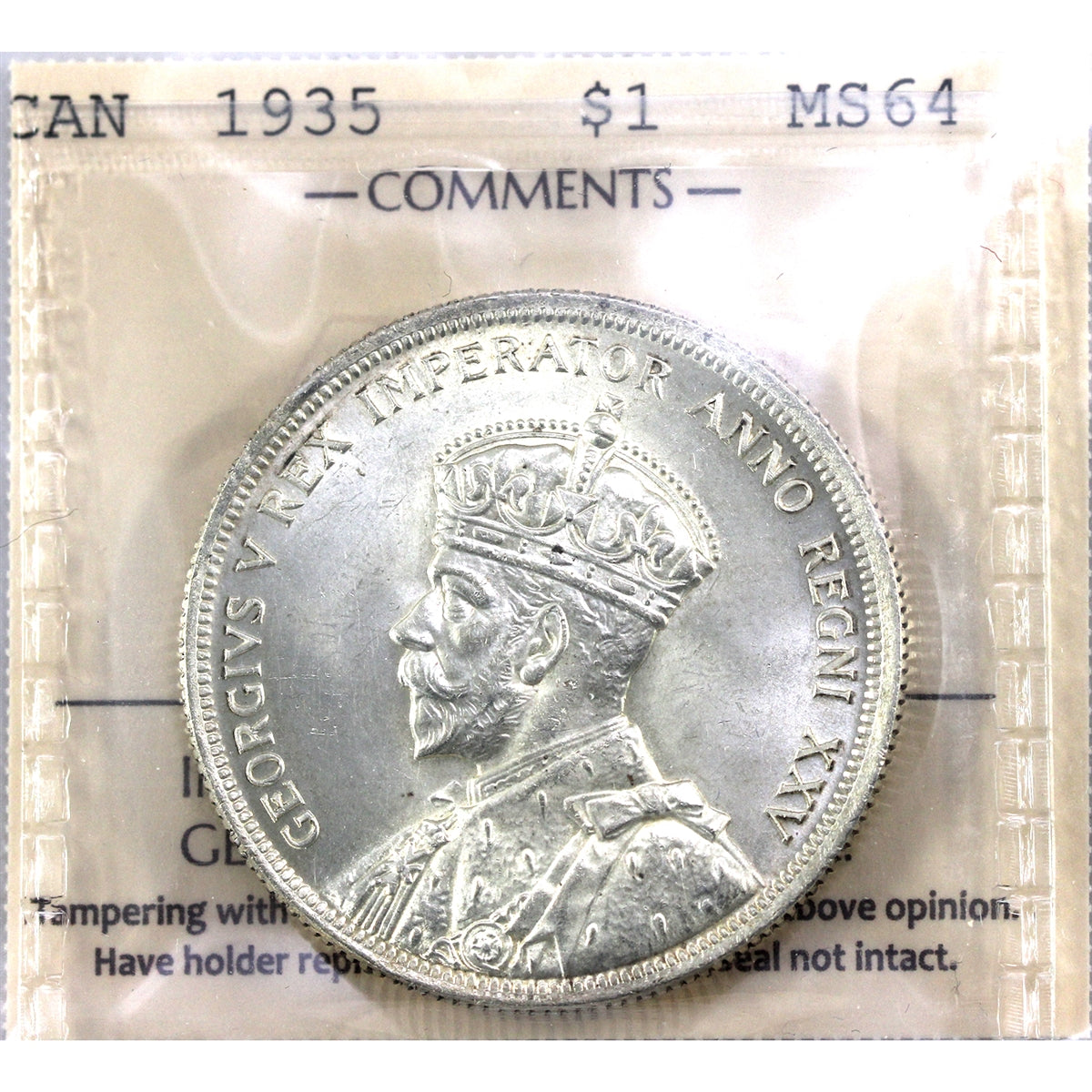 1935 Canada Dollar ICCS Certified MS64 (XAM 038)