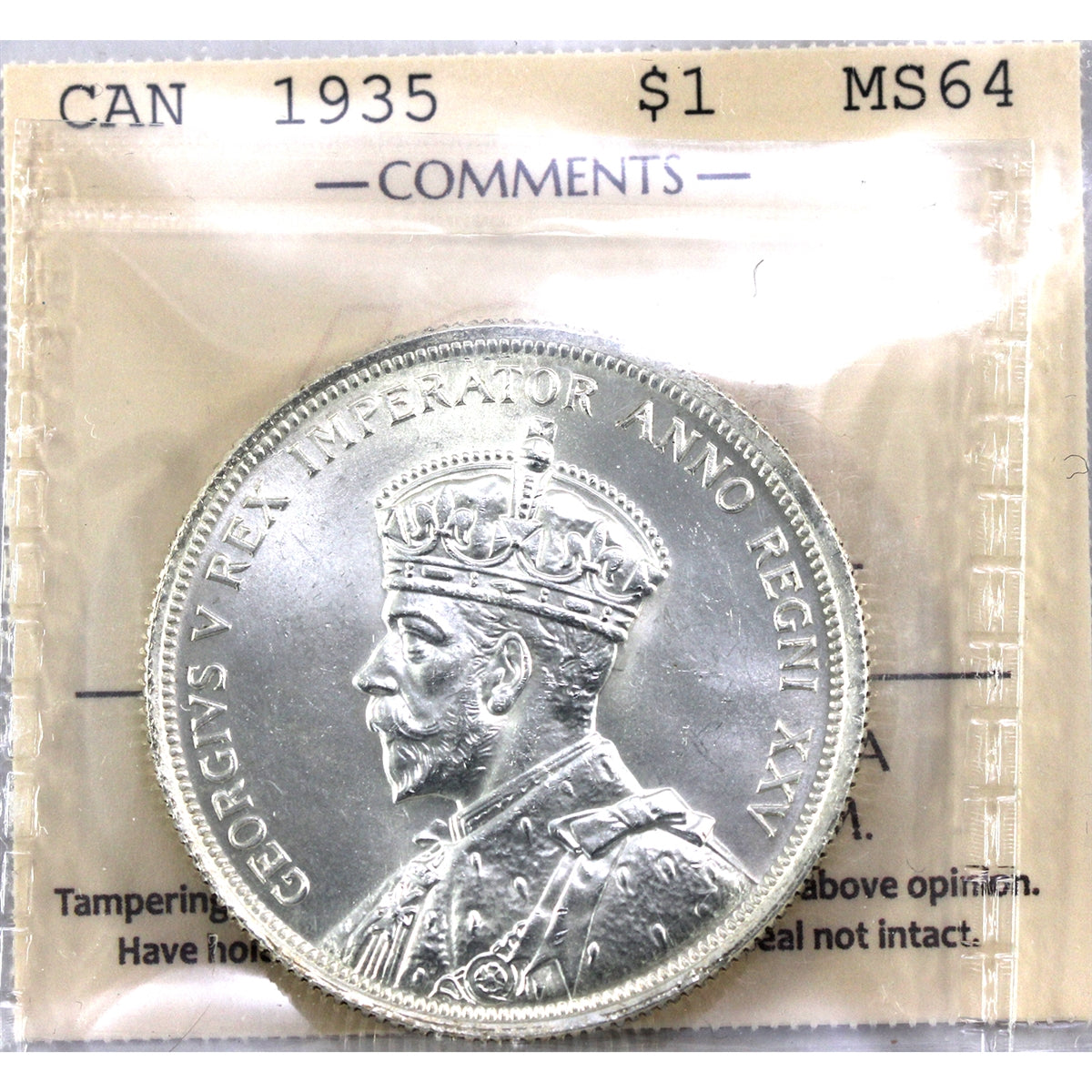 1935 Canada Dollar ICCS Certified MS64 (XHI 005)