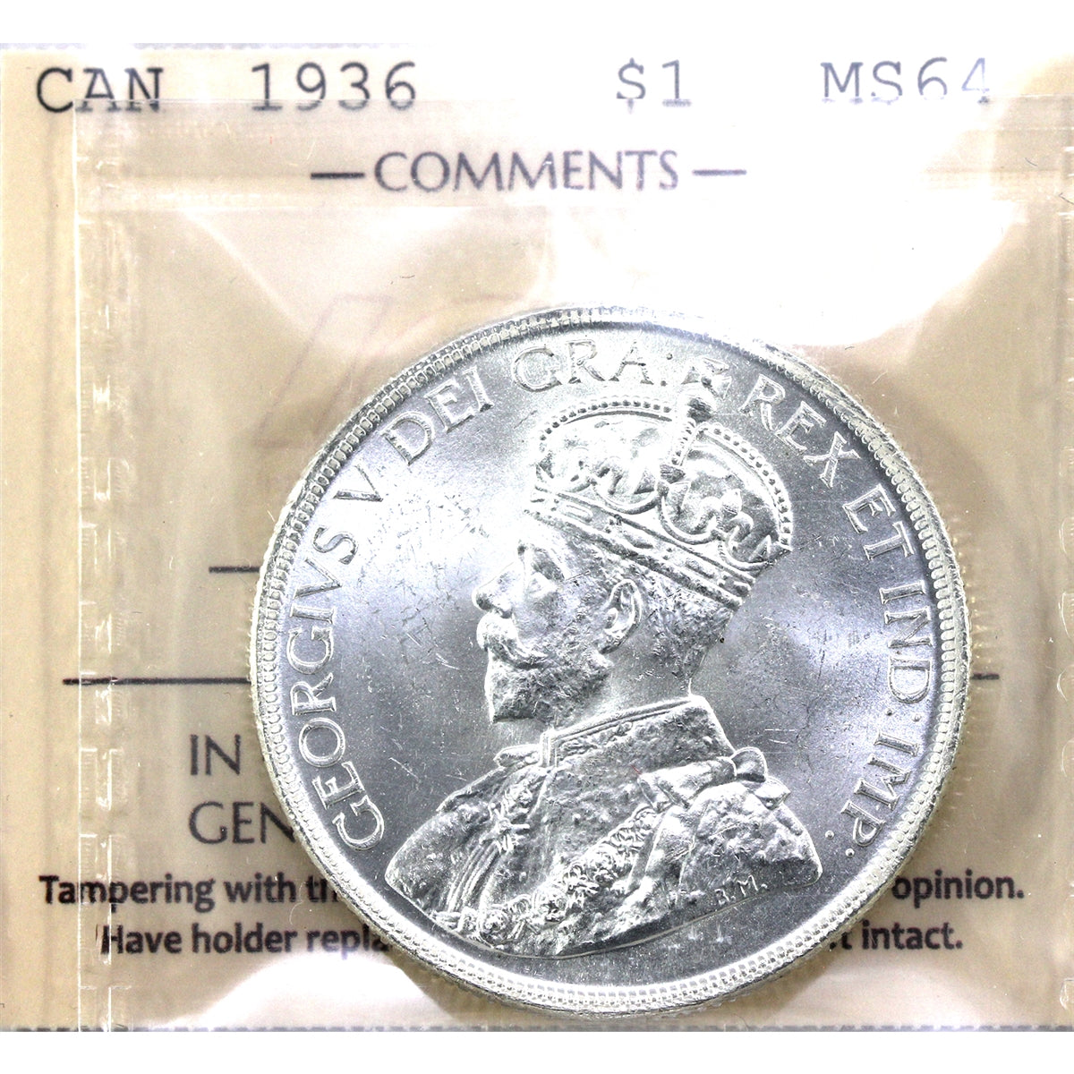 1936 Canada Dollar ICCS Certified MS64 (XMY 653)
