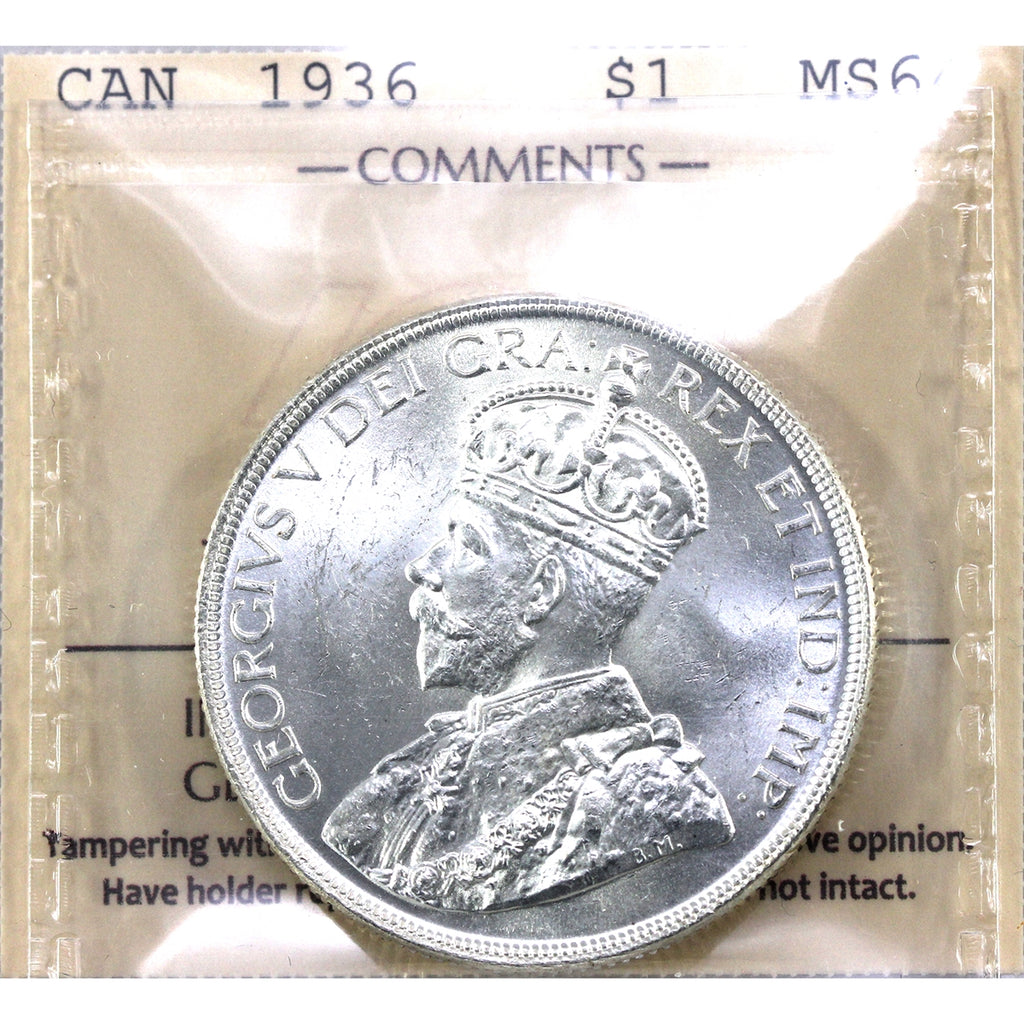 1936 Canada Dollar ICCS Certified MS64 (XMY 650)