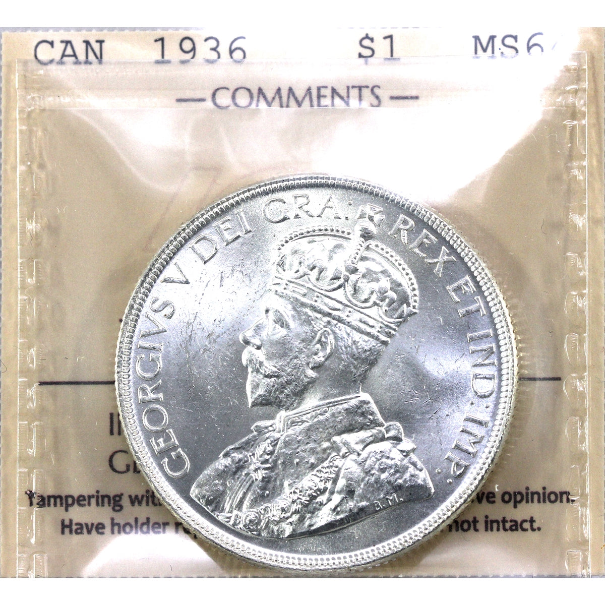 1936 Canada Dollar ICCS Certified MS64 (XMY 650)