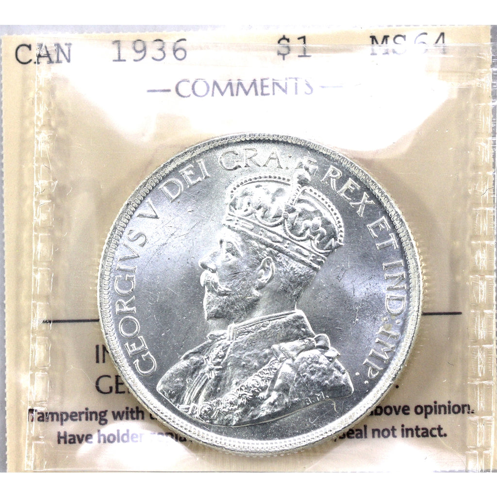 1936 Canada Dollar ICCS Certified MS64 (XZD 015)