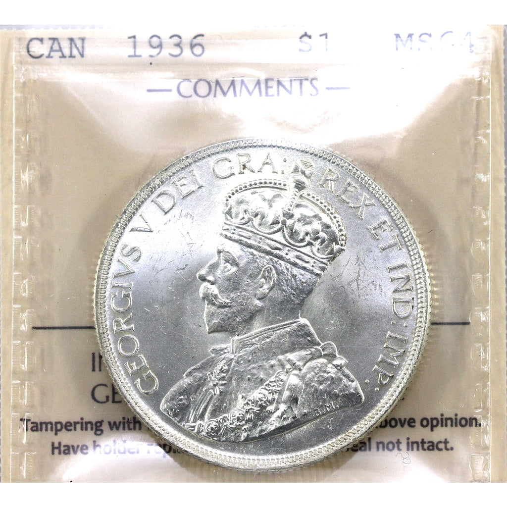 1936 Canada Dollar ICCS Certified MS64 (XZD 017)