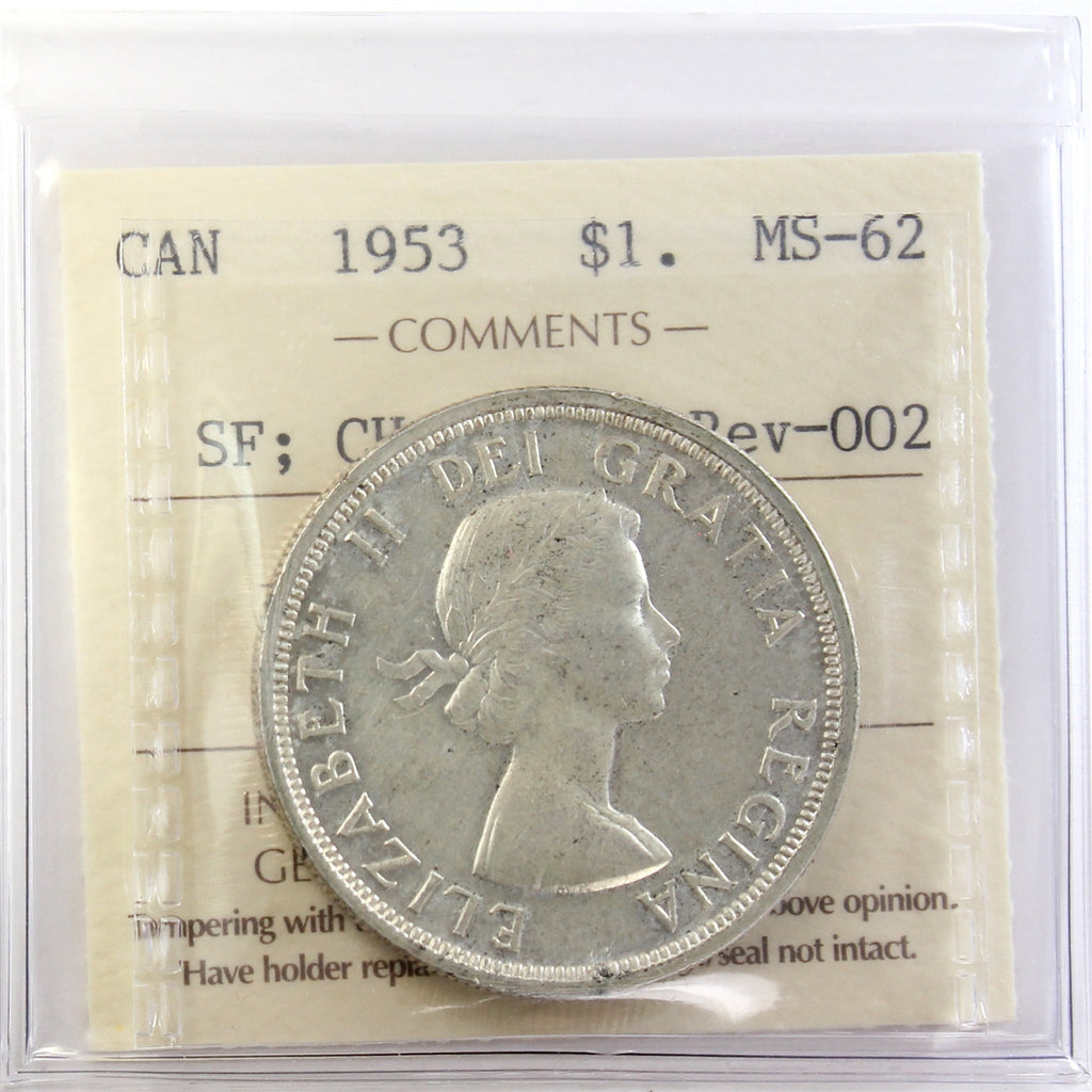 1953 SF Canada Dollar ICCS Certified MS62 CH # 1953 Rev-002