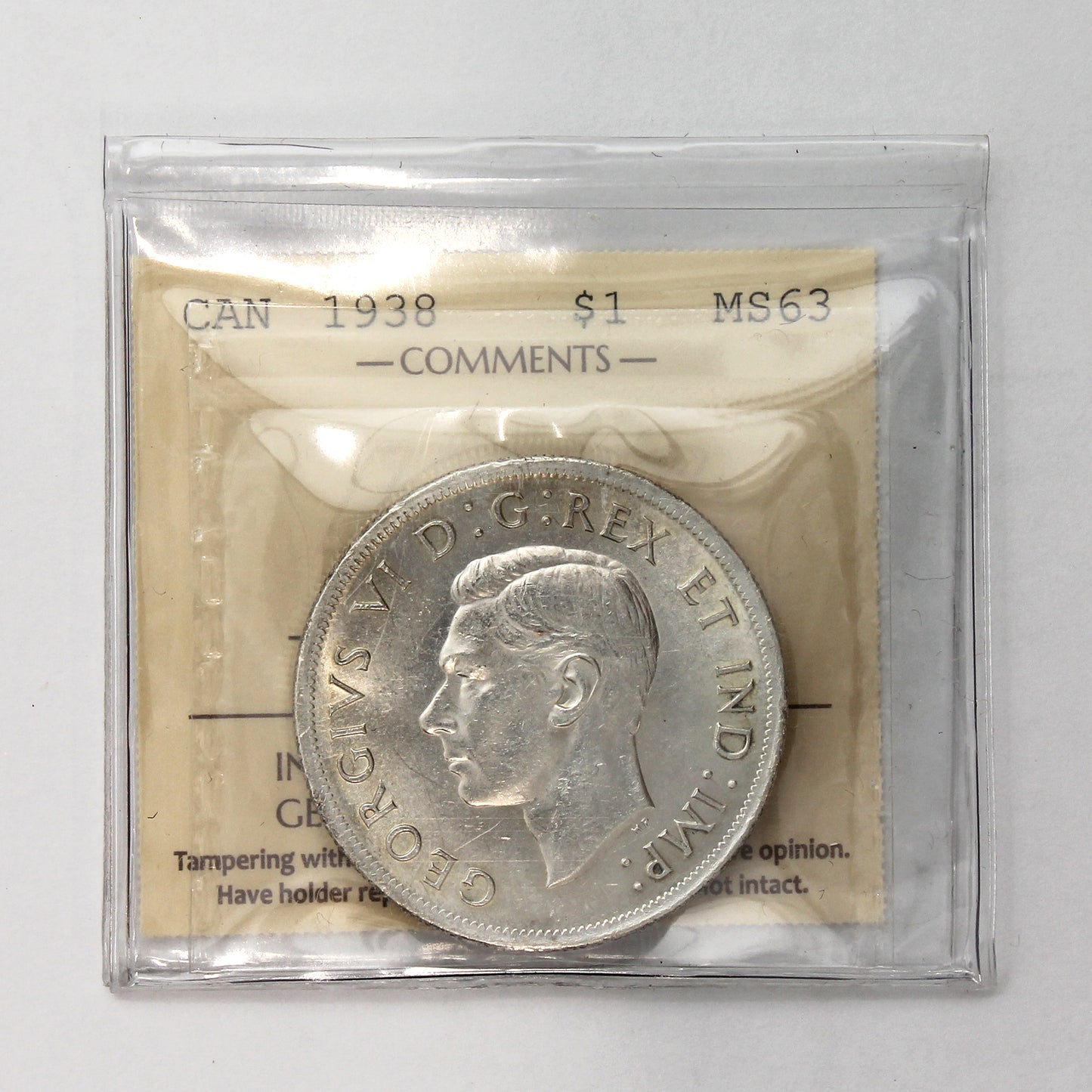 1938 Canada Dollar ICCS Certified MS63 (XDQ 883)