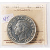 1945 5/5 Canada Dollar ICCS Certified EF40