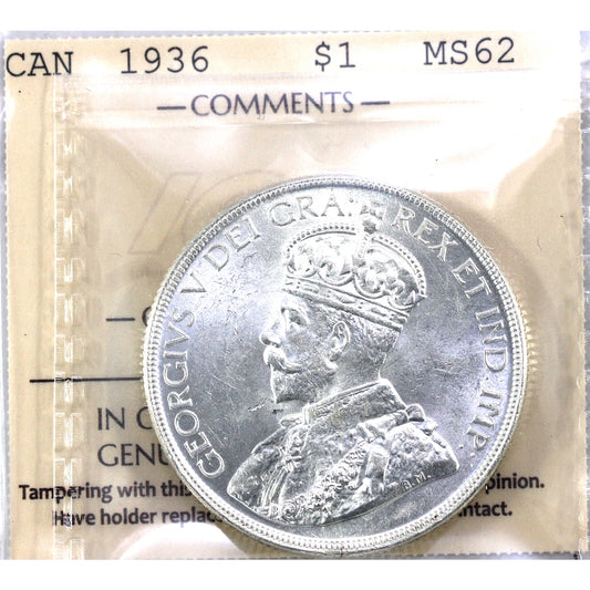 1936 Canada Dollar ICCS Certified MS62