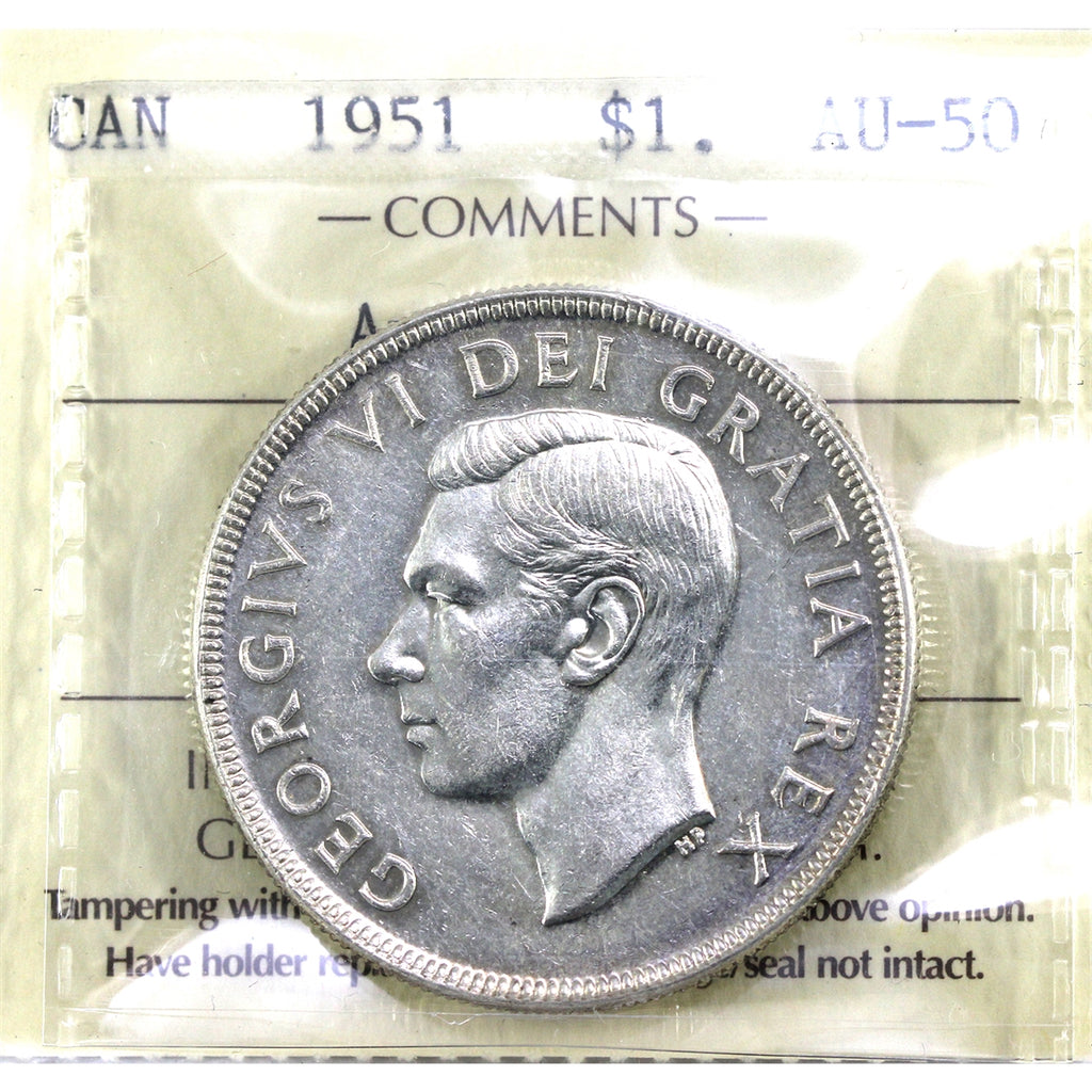 1951 Arnprior Canada Dollar ICCS Certified AU50