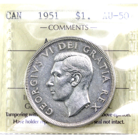 1951 Arnprior Canada Dollar ICCS Certified AU50