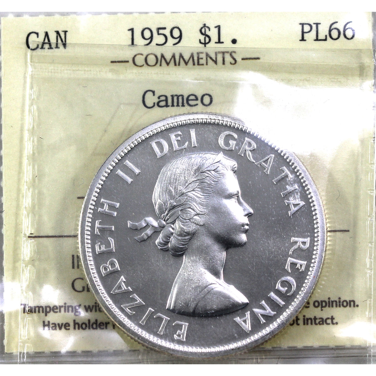 1959 Canada Dollar ICCS Certified PL66 Cameo (XSW 784)