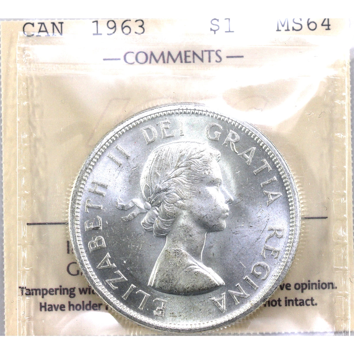 1963 Canada Dollar ICCS Certified MS64 (XKX 210)