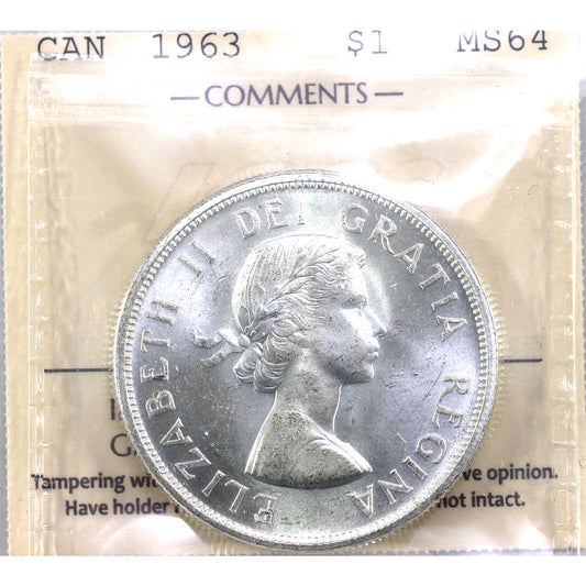 1963 Canada Dollar ICCS Certified MS64 (XKX 210)