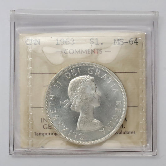 1963 Canada Dollar ICCS Certified MS64 (GT 884)