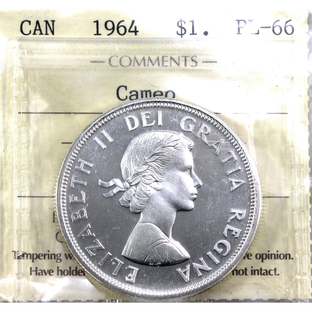 1964 Canada Dollar ICCS Certified PL66 Cameo
