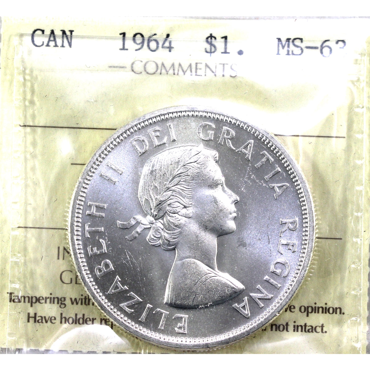 1964 Canada Dollar ICCS Certified MS63