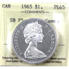 1965 Small Beads Ptd. 5 (Type 1) Canada Dollar ICCS Certified PL65 Heavy Cameo