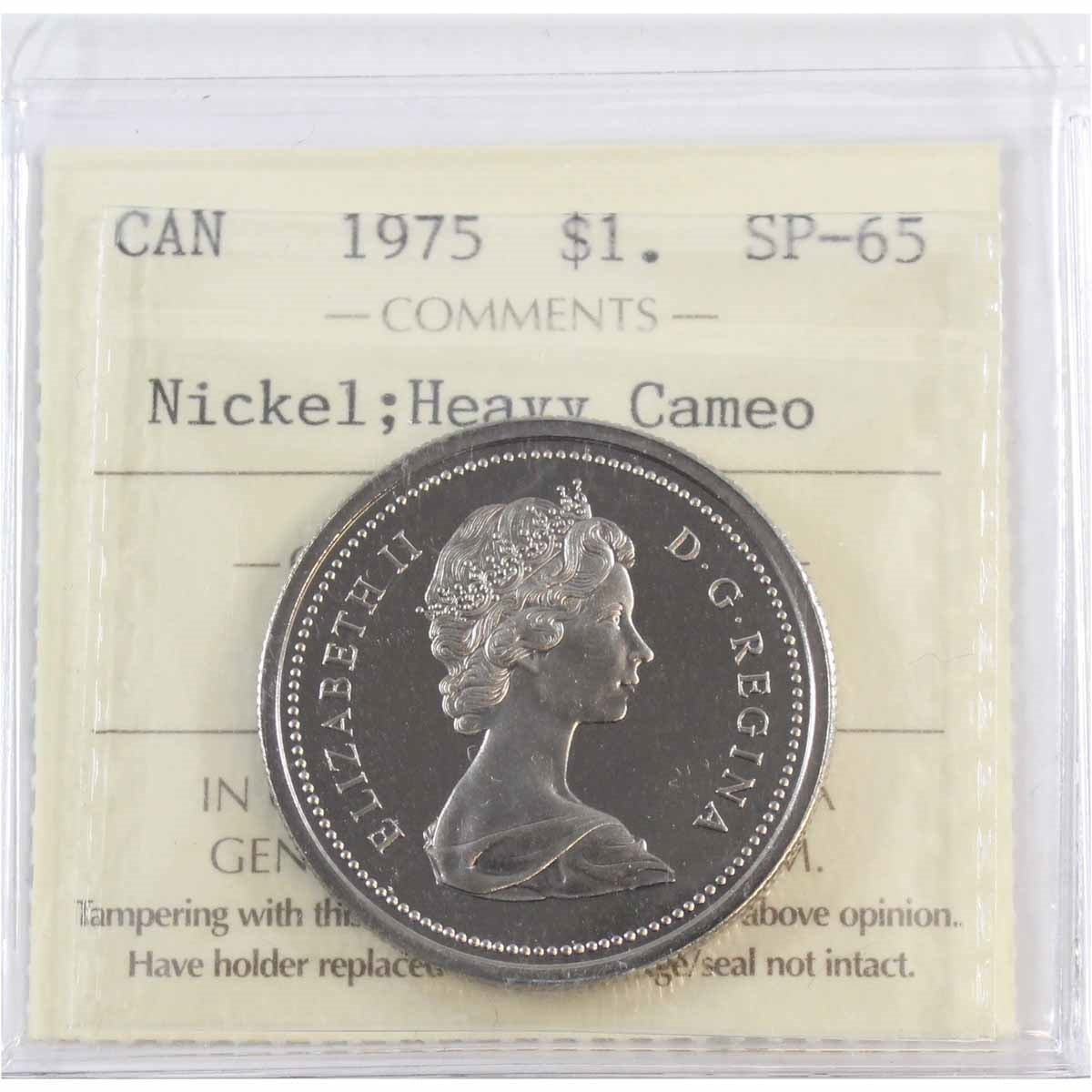 1975 Canada Nickel Dollar ICCS Certified SP65 Heavy Cameo
