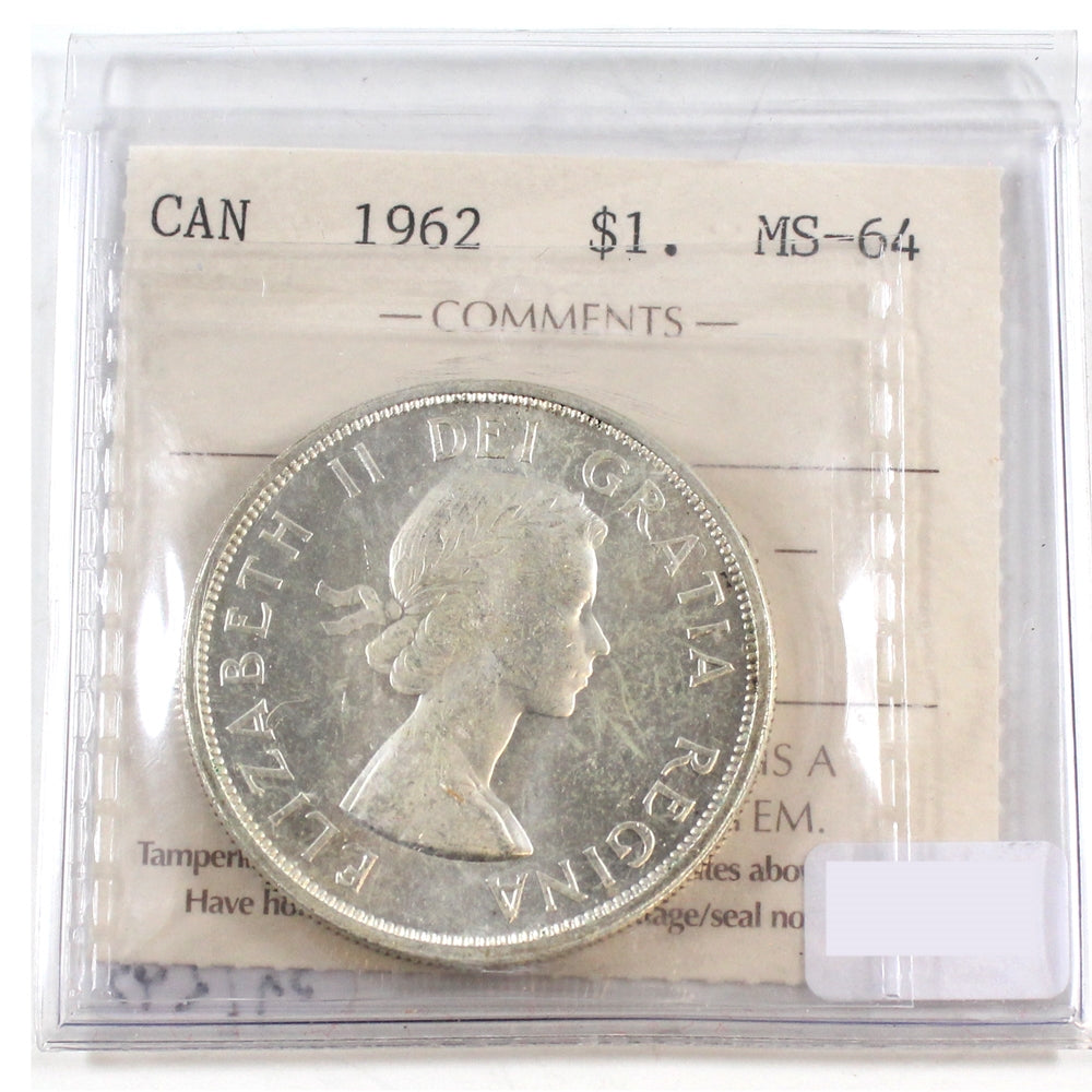 1962 Canada Dollar ICCS Certified MS64 Cameo