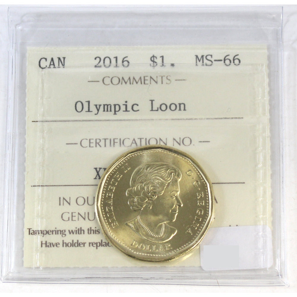 2016 Olympic Canada Loon Dollar ICCS Certified MS66