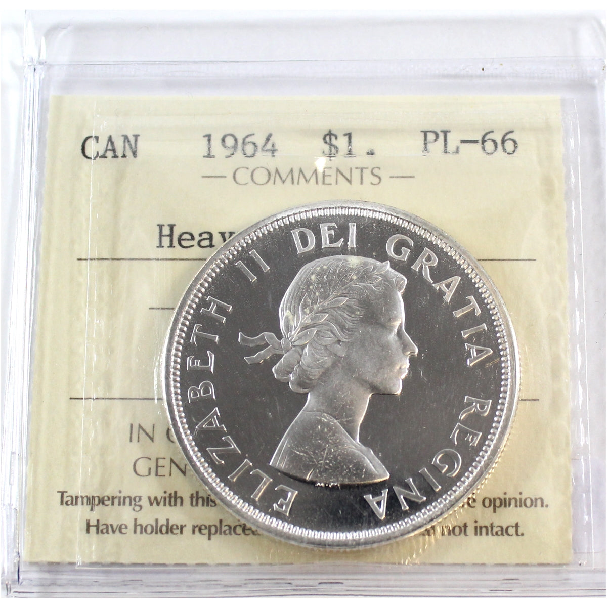 1964 Canada Dollar ICCS Certified PL-66 Heavy Cameo