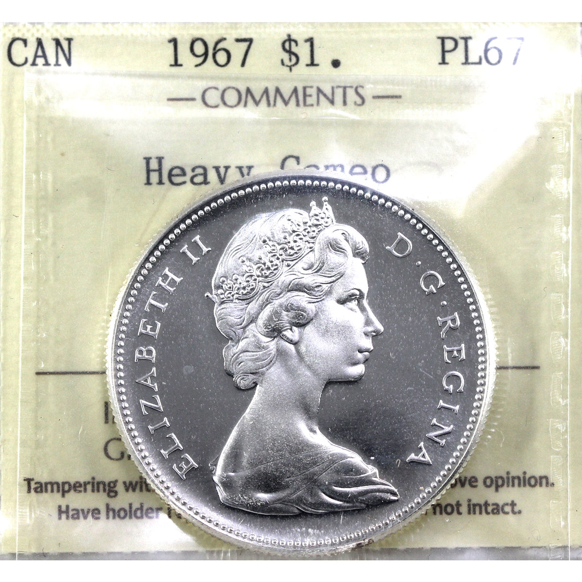 1967 Canada Dollar ICCS Certified PL67 Heavy Cameo