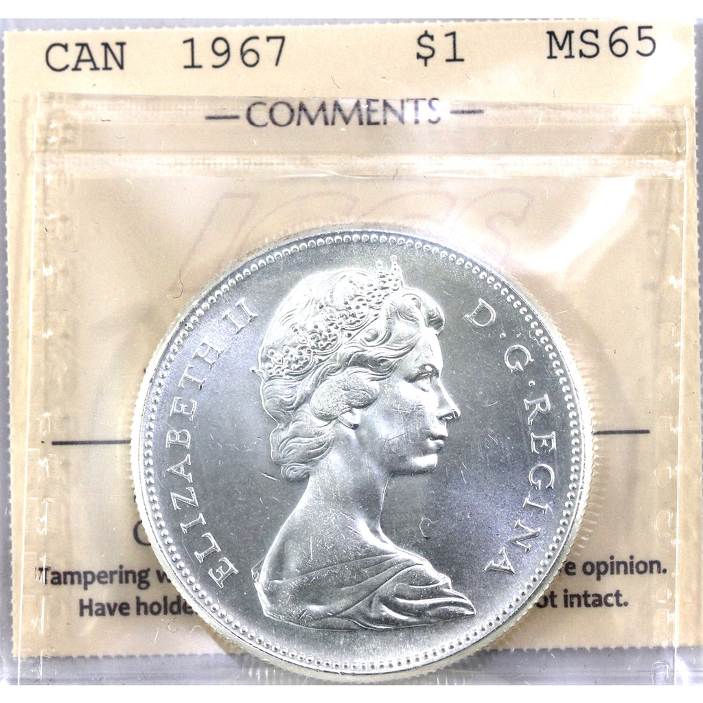 1967 Canada Dollar ICCS Certified MS65