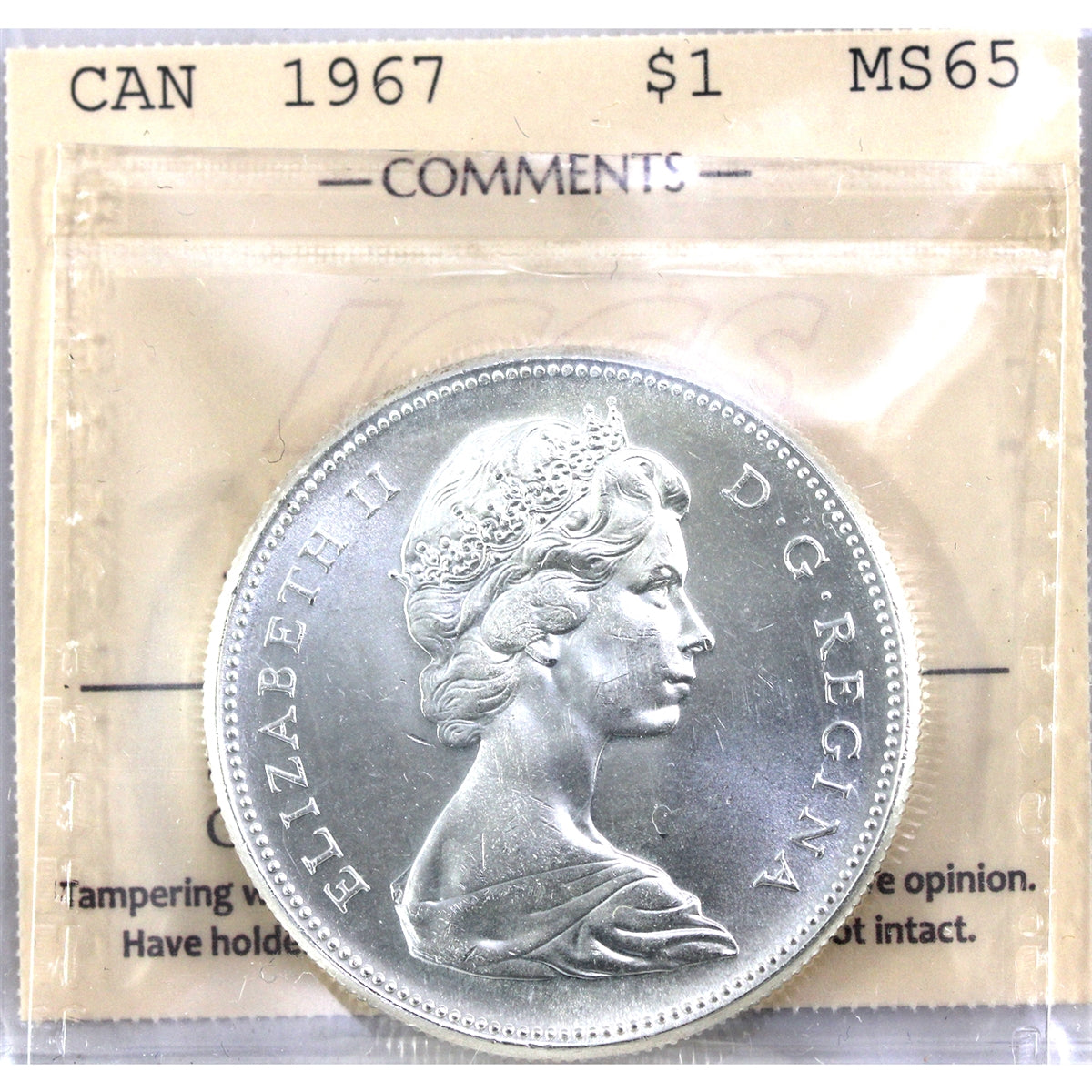 1967 Canada Dollar ICCS Certified MS65