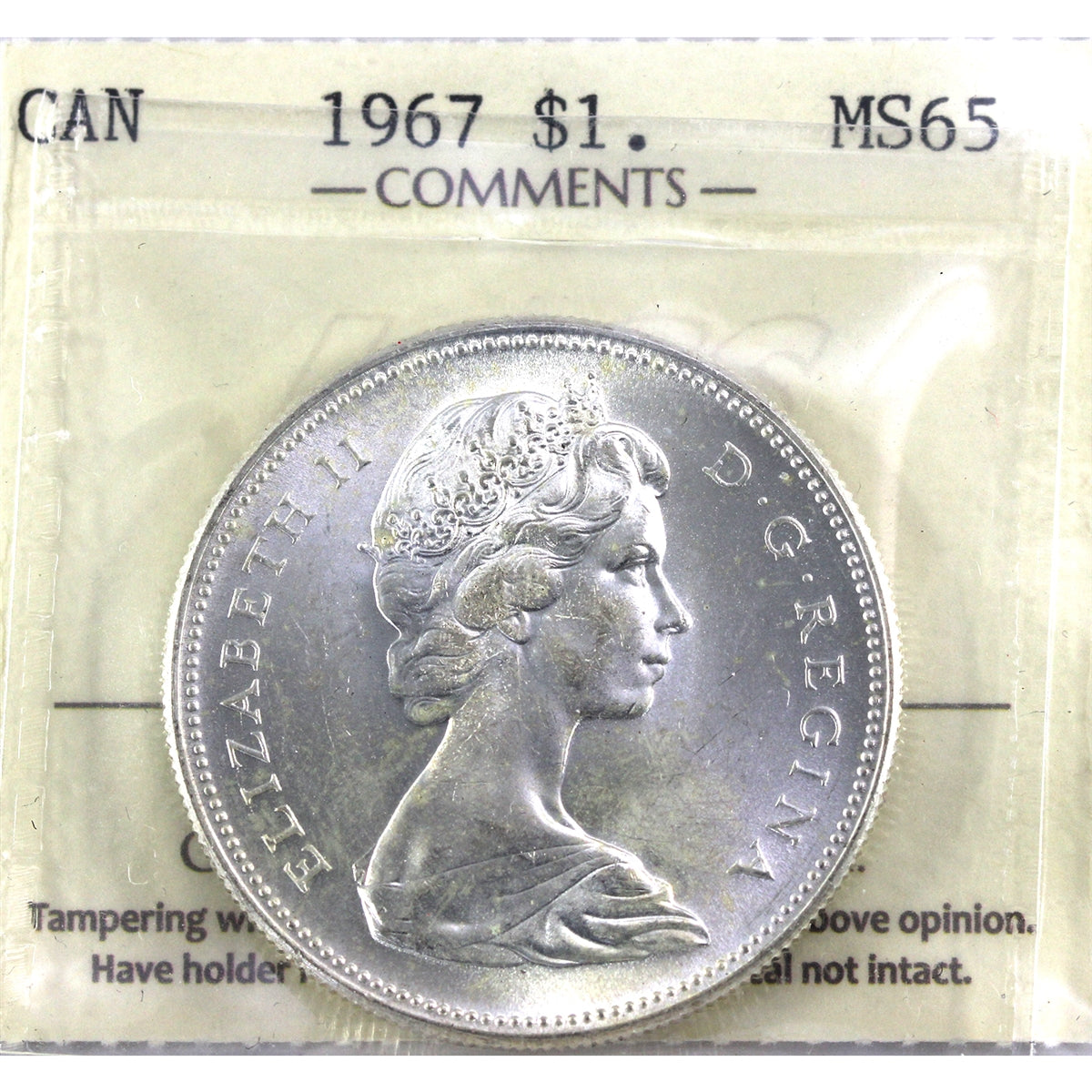 1967 Canada Dollar ICCS Certified MS-65