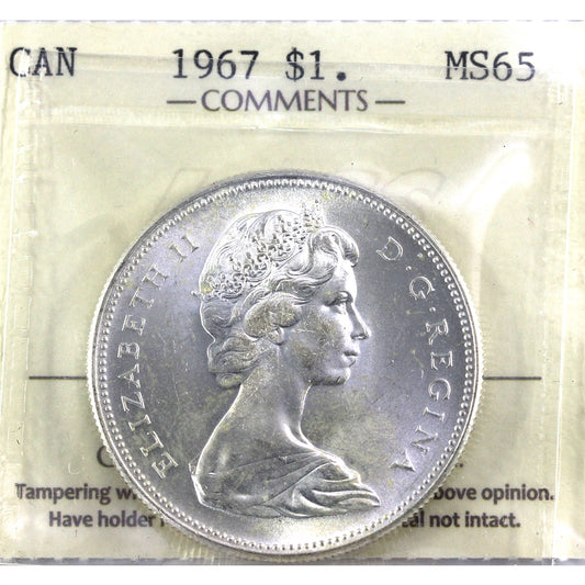 1967 Canada Dollar ICCS Certified MS-65