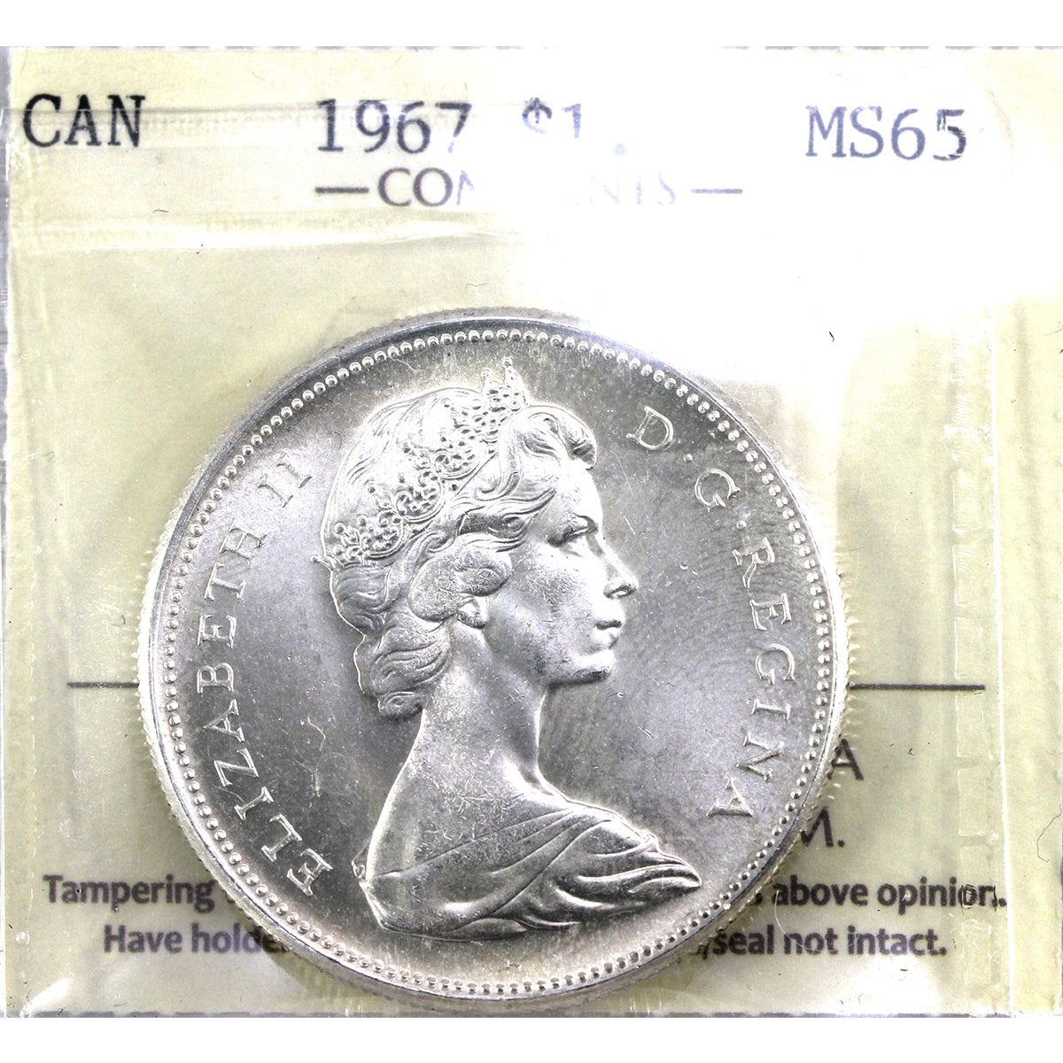 1967 Canada Dollar ICCS Certified MS65