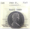 1968 Canada Dollar ICCS Certified PL65 Heavy Cameo