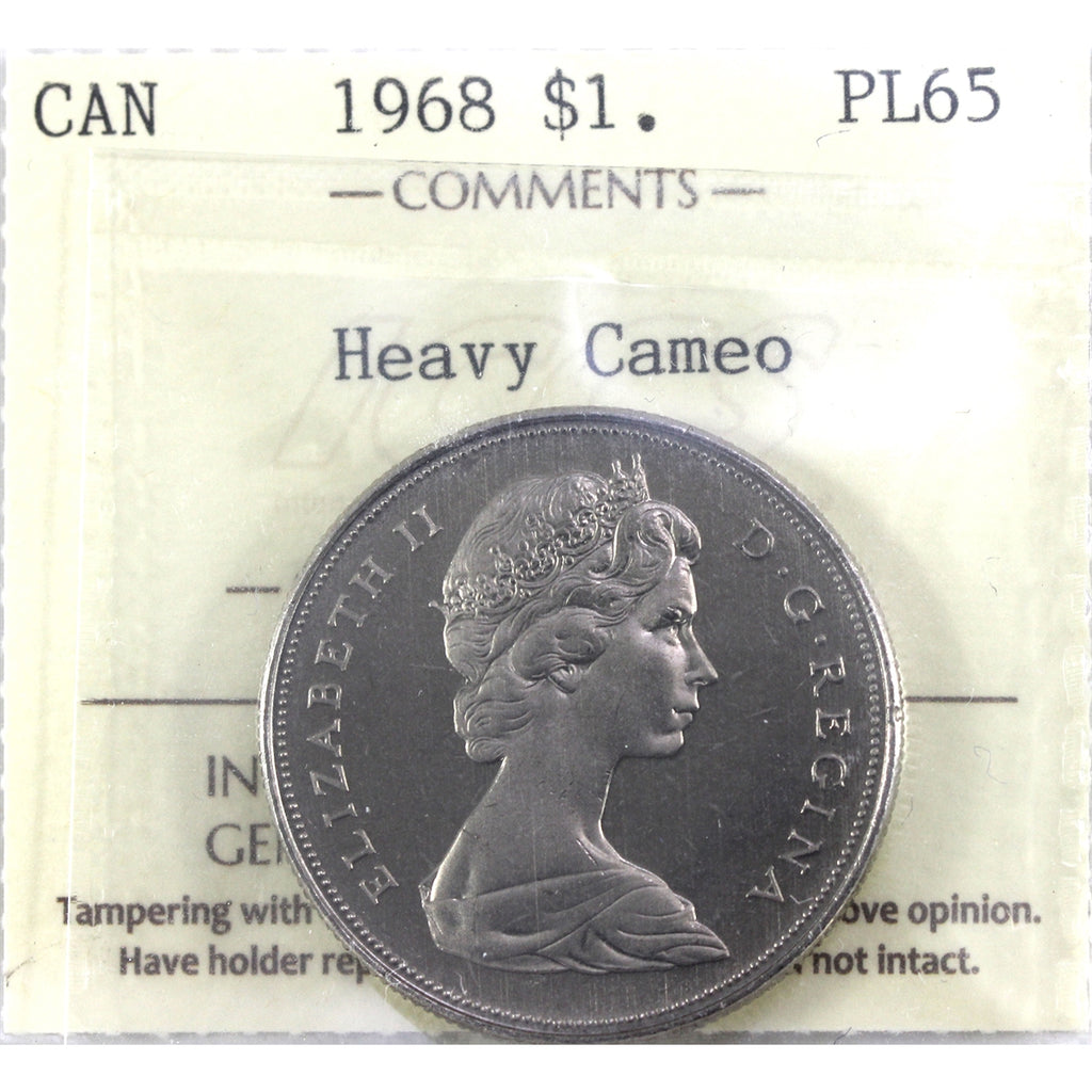 1968 Canada Dollar ICCS Certified PL65 Heavy Cameo