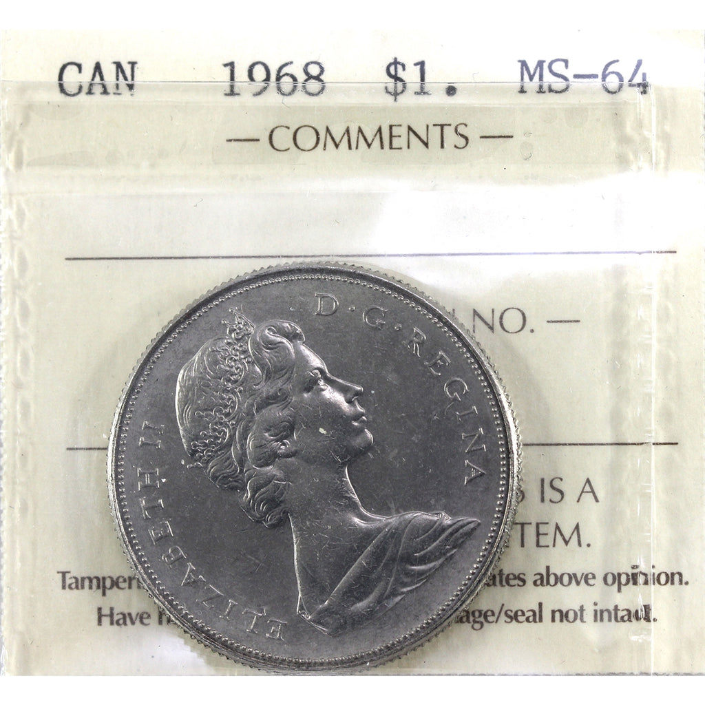 1968 Canada Dollar ICCS Certified MS64