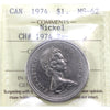 1974 Canada Nickel Dollar ICCS Certified MS62 CH# 1974 Rev-005