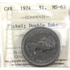 1974 Double Yoke Canada Nickel Dollar ICCS Certified MS63